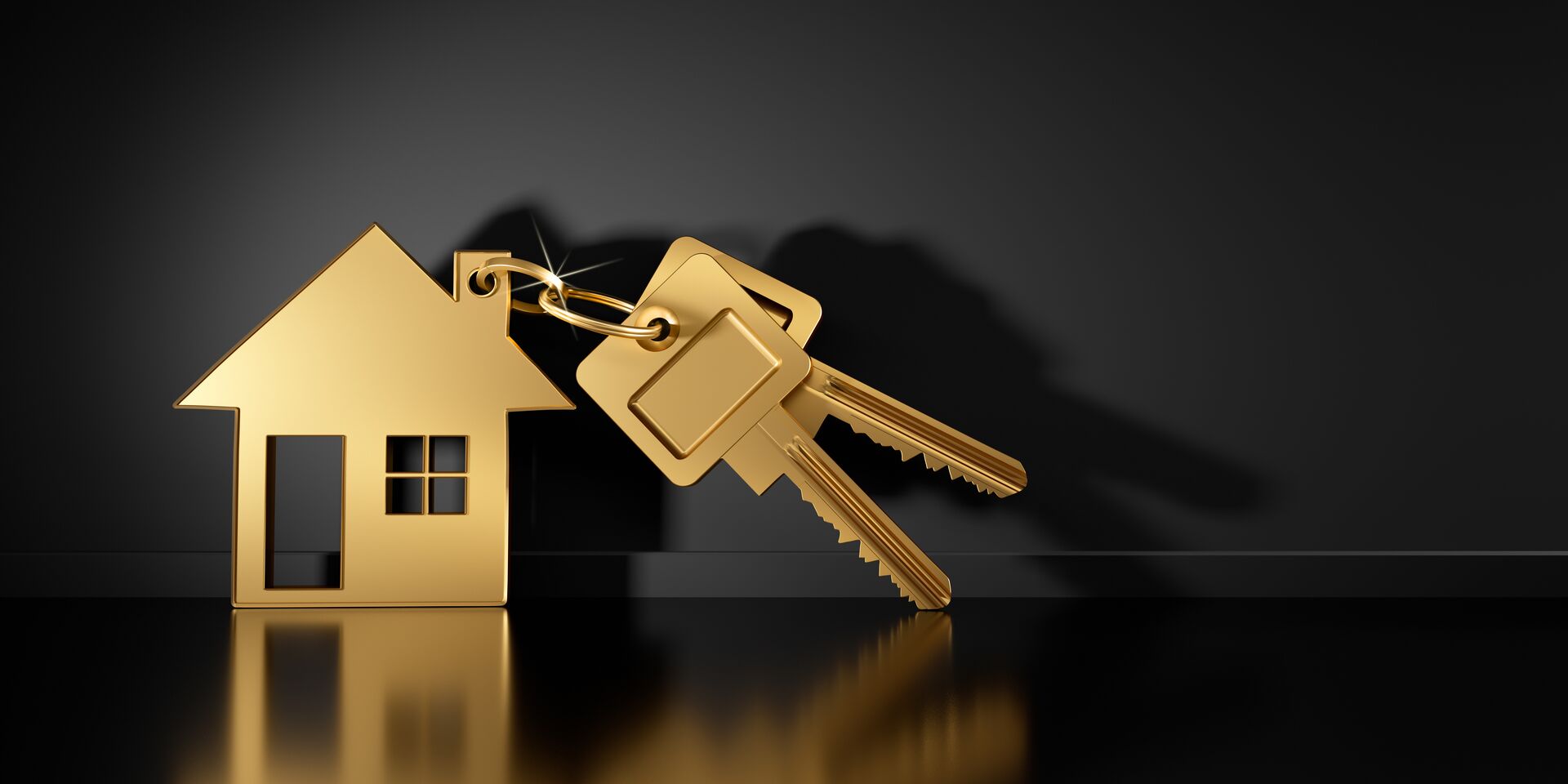 Goldener Schlüssel und Haus für erfolgreichen Hausverkauf im Internet dank Googleoptimierung