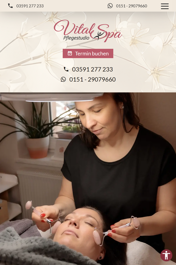 Tabletansicht: Stilvolle Webseite für Kosmetik- & Pflegestudio: vital Spa & Pflegestudio in Bautzen | Sachsen