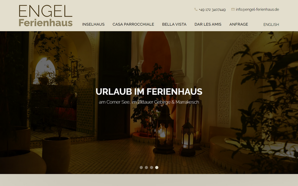 Notebook-Ansicht
der Website engel-ferienhaus.de mit Ferienhaus-Präsentation