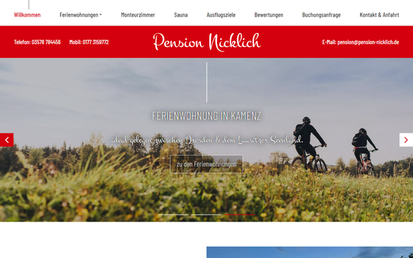 Notebookansicht: Webseite für Tourismus & Gastbranche:  Pension Nicklich Kamenz | Sachsen – Landkreis Bautzen