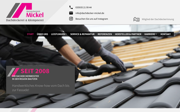 Notebook optimiert: Webdesign für Handwerker in Radibor - Dachdeckerei & Klempnerei Mickel