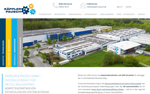 Notebookansicht der Website von Käppler & Pausch GmbH in der Nähe von Bautzen