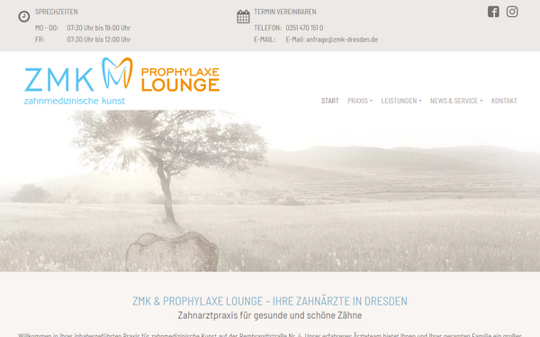 Ansicht Notebook: Webseite für Zahnarzt und Prophylaxe Lounge ZMK Dresden