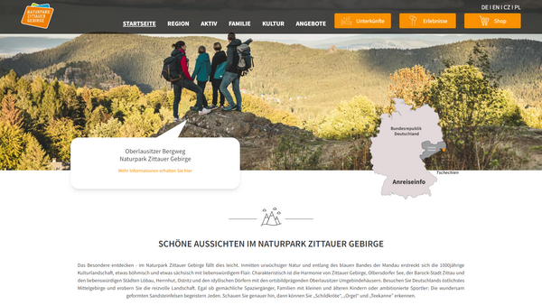 Ansicht Desktop: Webseite für Tourismus & Freizeit - Zittauer Gebirge