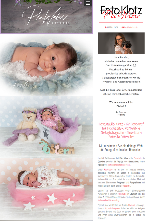 Tabletanicht: Website für professionelle Fotografen - Foto Klotz GbR