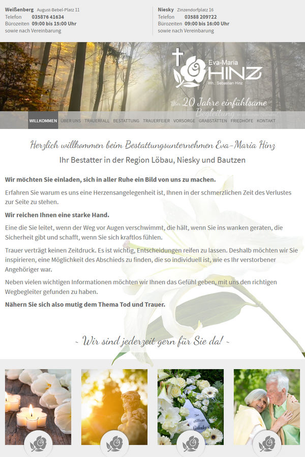 Barrierefreies Webdesign für Bestattungen Hinz in der Oberlausitz –  Webdesign Agentur Dresden
