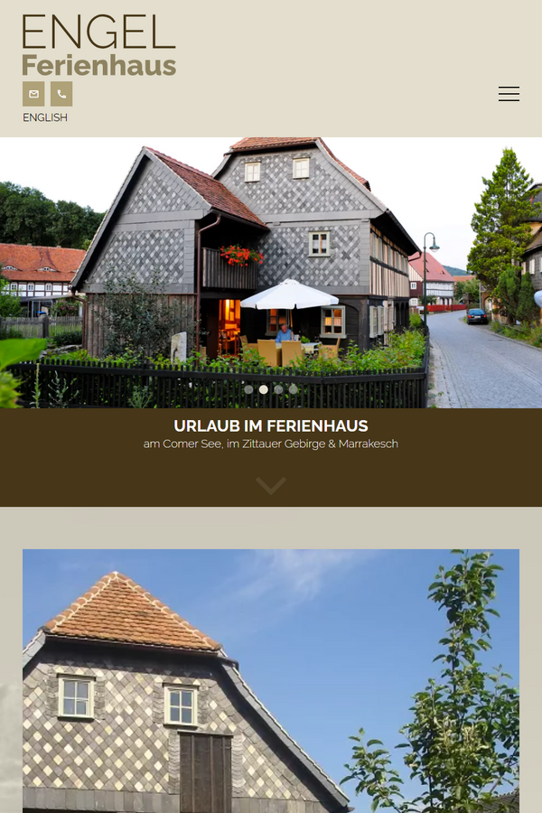 Tablet-Ansicht
der Website engel-ferienhaus.de mit responsivem Layout