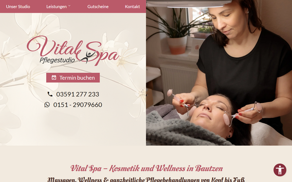 Notebookansicht: Stilvolle Webseite für Kosmetik- & Pflegestudio: vital Spa & Pflegestudio in Bautzen | Sachsen