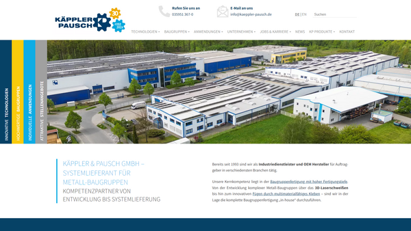 AUsschnitt der barrierefreien Webseite von Käppler & Pausch