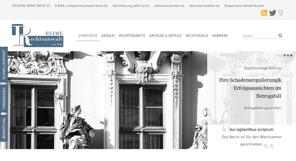 Notebook-Ansicht der Rechtsanwalt-Reime.de Website mit rechtlichen Dienstleistungen