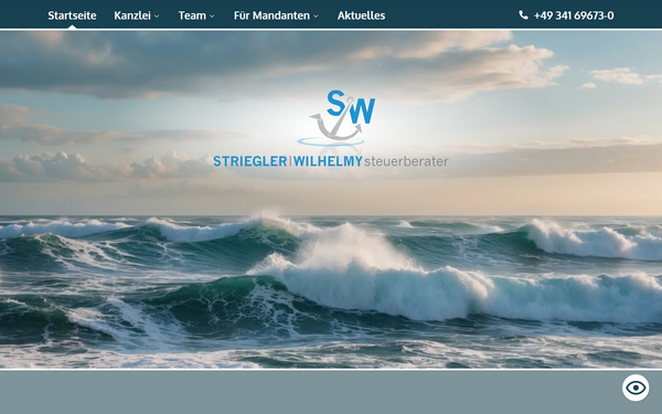 Notebook-Ansicht der Striwi.de Website mit Projektdarstellung und Services