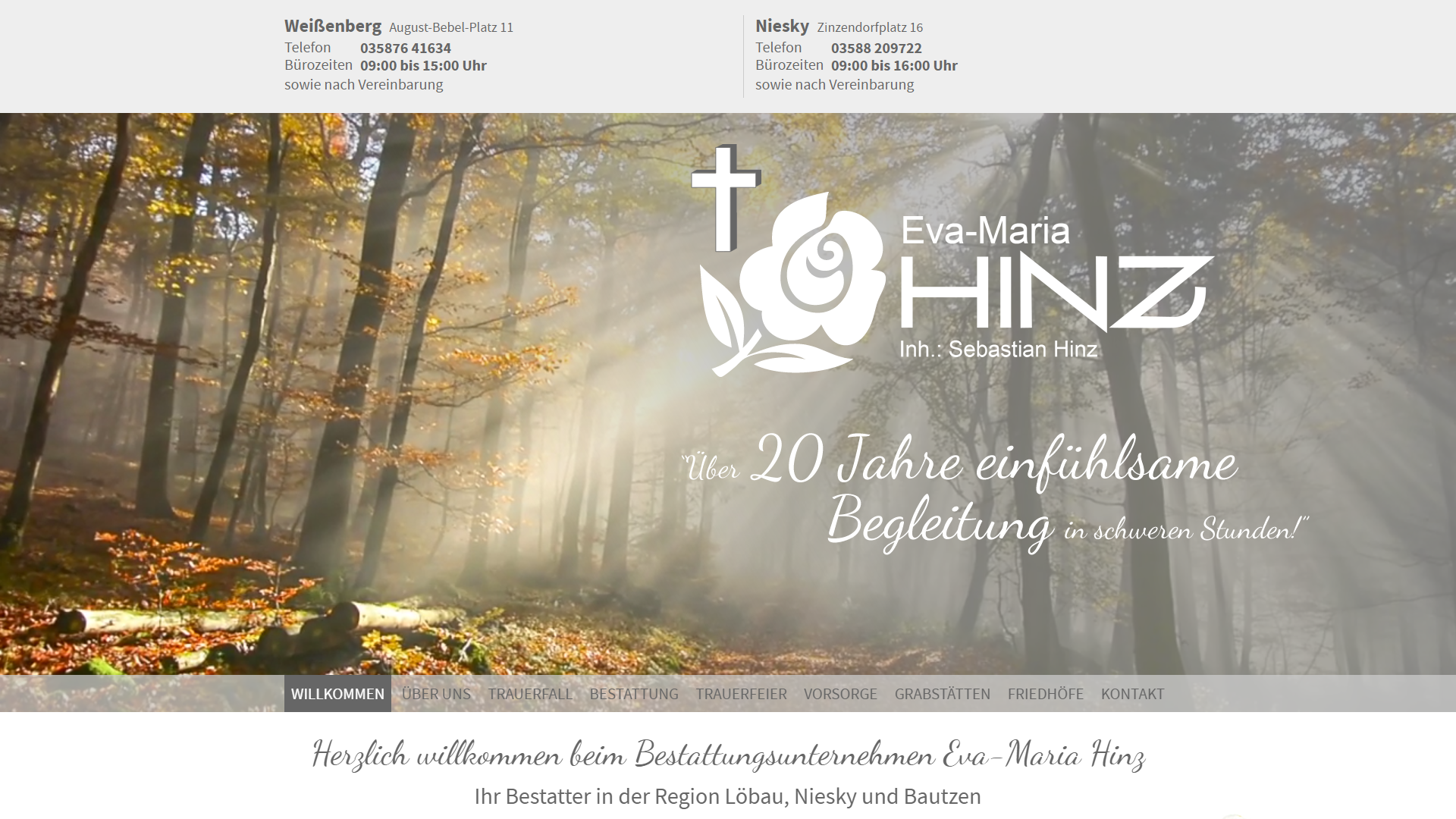 Barrierefreies Webdesign für Bestattungen Hinz in der Oberlausitz –  Webdesign Agentur Dresden