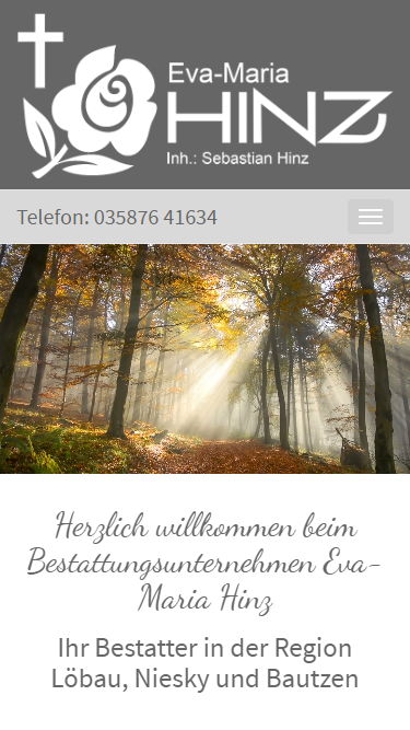 Barrierefreies Webdesign für Bestattungen Hinz in der Oberlausitz –  Webdesign Agentur Dresden