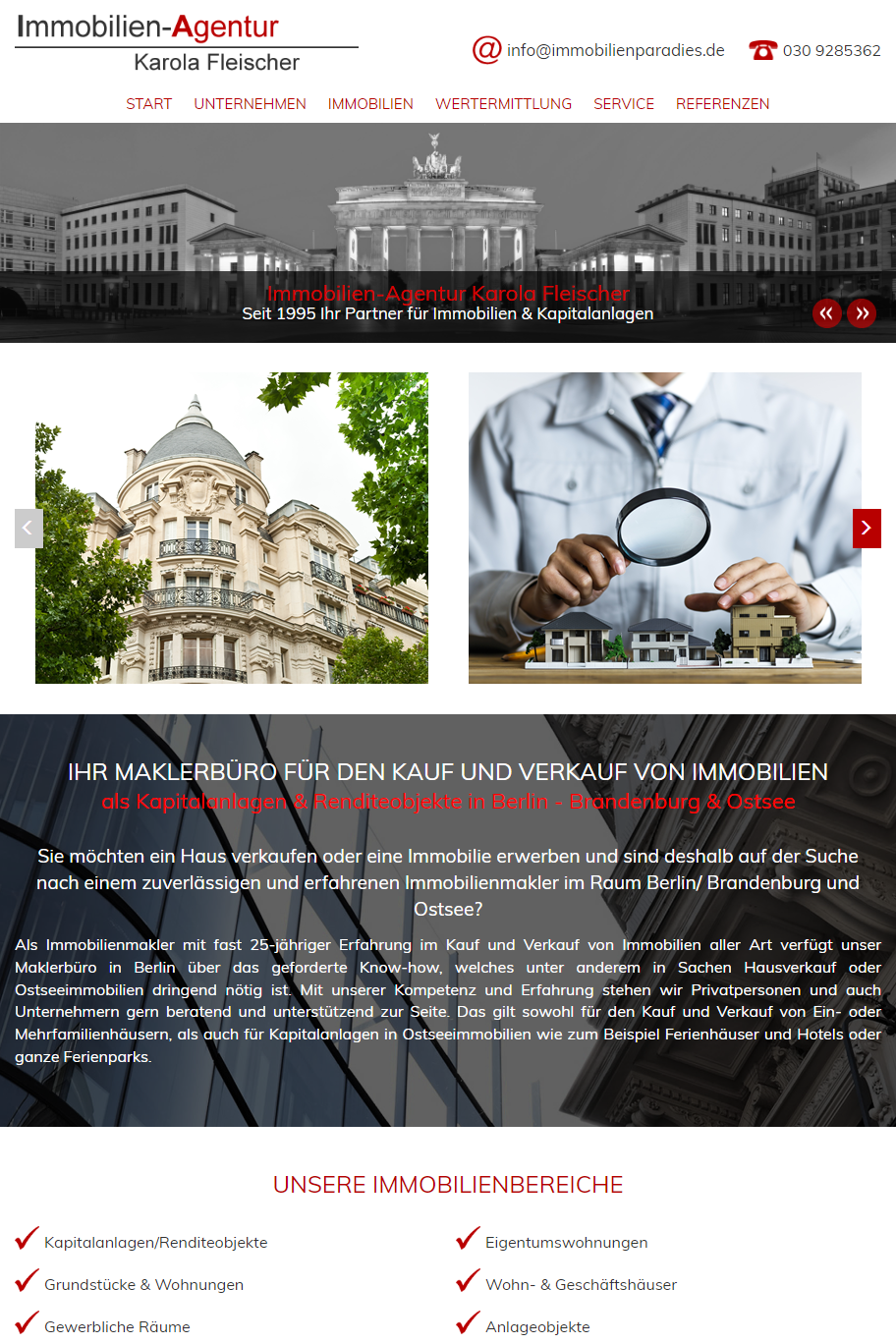 Tablet-Ansicht immobilienparadies.de