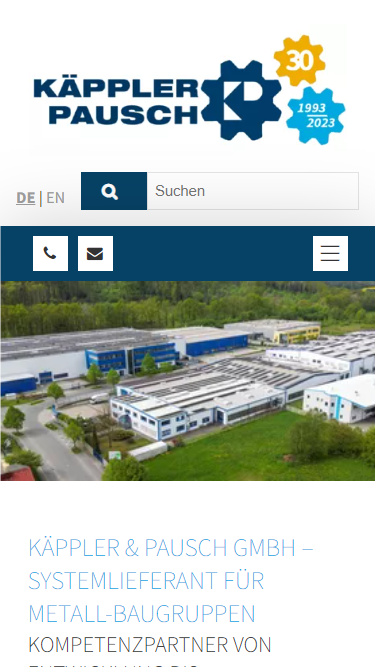Ansicht der mobilen Version der Website von Käppler & Pausch