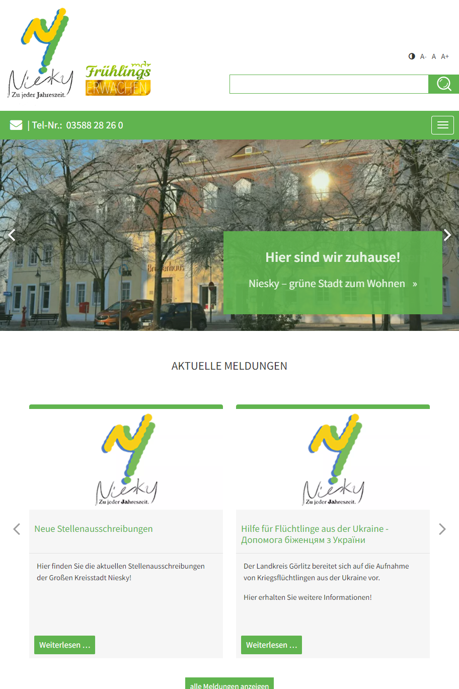Tablet-Ansicht niesky.de