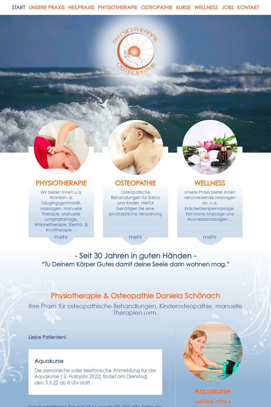 Tablet-Ansicht physiotherapie-schoenach.de