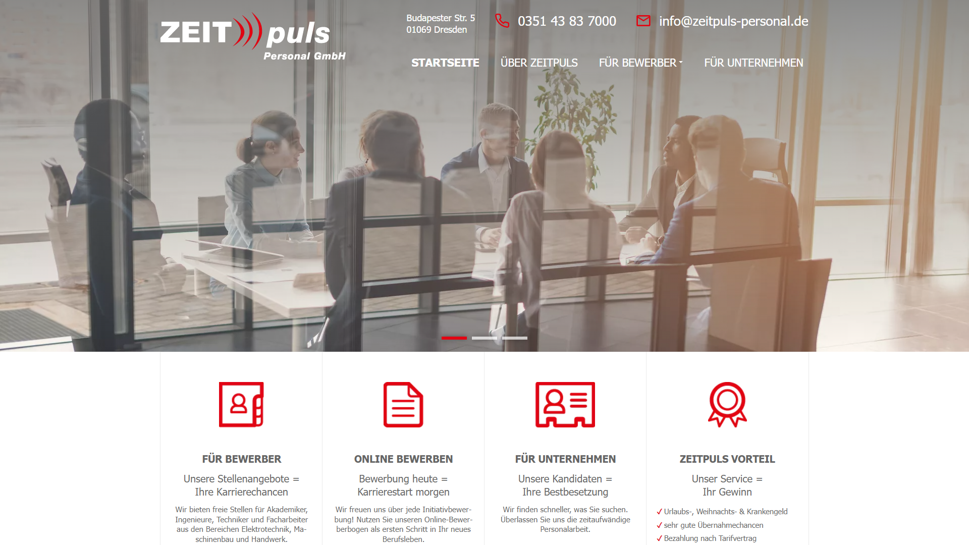 Desktop-Ansicht zeitpuls-personal.de