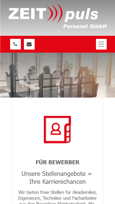 Smartphone-Ansicht zeitpuls-personal.de