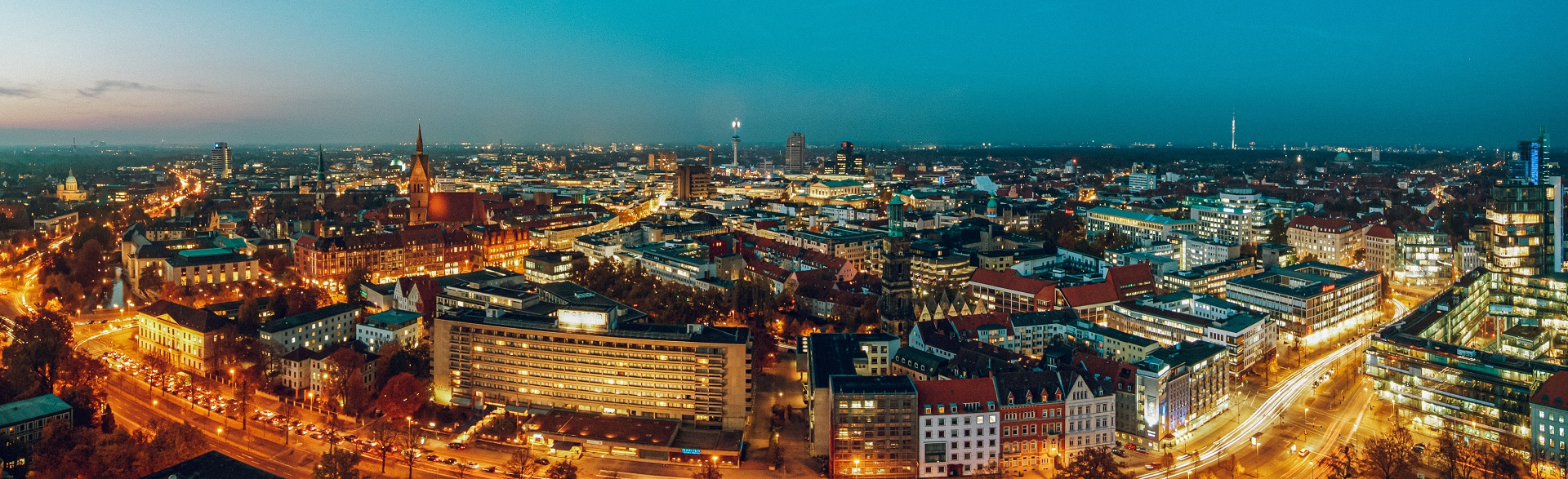 Lichter der Stadt Hannover aus der Sicht von oben